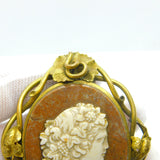 Large Georgian Rolled Gold, Hardstone & Marble Cameo Mourning Brooch c1820