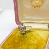 9ct White Gold Spinel Set Royal Crown Band Ring Vintage c2000 Size D 1/2 UK