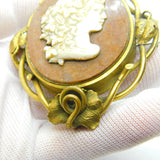Large Georgian Rolled Gold, Hardstone & Marble Cameo Mourning Brooch c1820