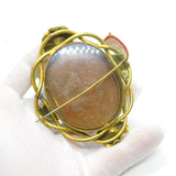 Large Georgian Rolled Gold, Hardstone & Marble Cameo Mourning Brooch c1820