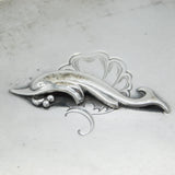 Georg Jense Sterling Silver Dolphin Pattern Mirror Compact Vintage c1950