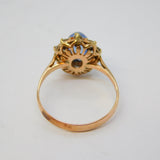 9ct Rose Gold, Chalcedony & White Sapphire Floral Ring Vintage c1970