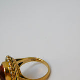 19th Century 14ct Yellow Gold, Citrine & Seed Pearl Signet Ring Antique c1880