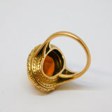 19th Century 14ct Yellow Gold, Citrine & Seed Pearl Signet Ring Antique c1880
