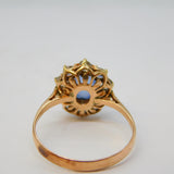 9ct Rose Gold, Chalcedony & White Sapphire Floral Ring Vintage c1970