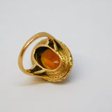 19th Century 14ct Yellow Gold, Citrine & Seed Pearl Signet Ring Antique c1880