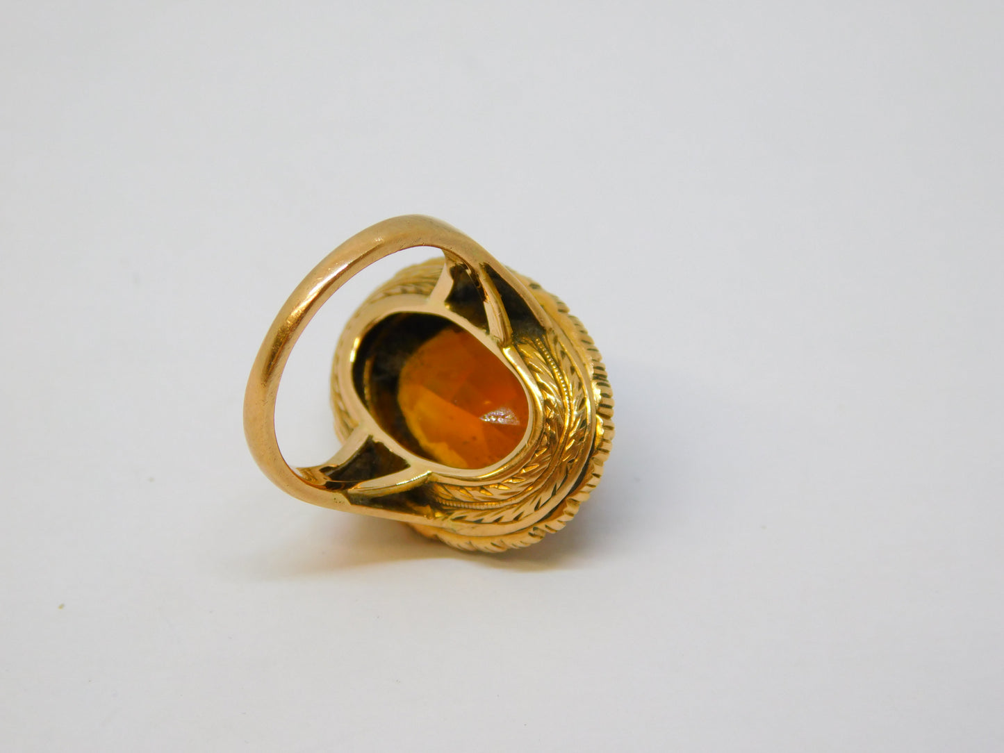 19th Century 14ct Yellow Gold, Citrine & Seed Pearl Signet Ring Antique c1880