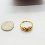 Victorian 18ct Yellow Gold, Ruby & Diamond Boat Ring Antique c1880