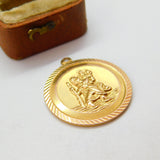 Georg Jensen 9ct Yellow Gold St Christopher Travel Pendant 1969 London Vintage