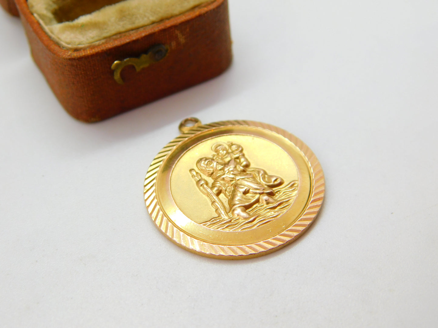 Georg Jensen 9ct Yellow Gold St Christopher Travel Pendant 1969 London Vintage