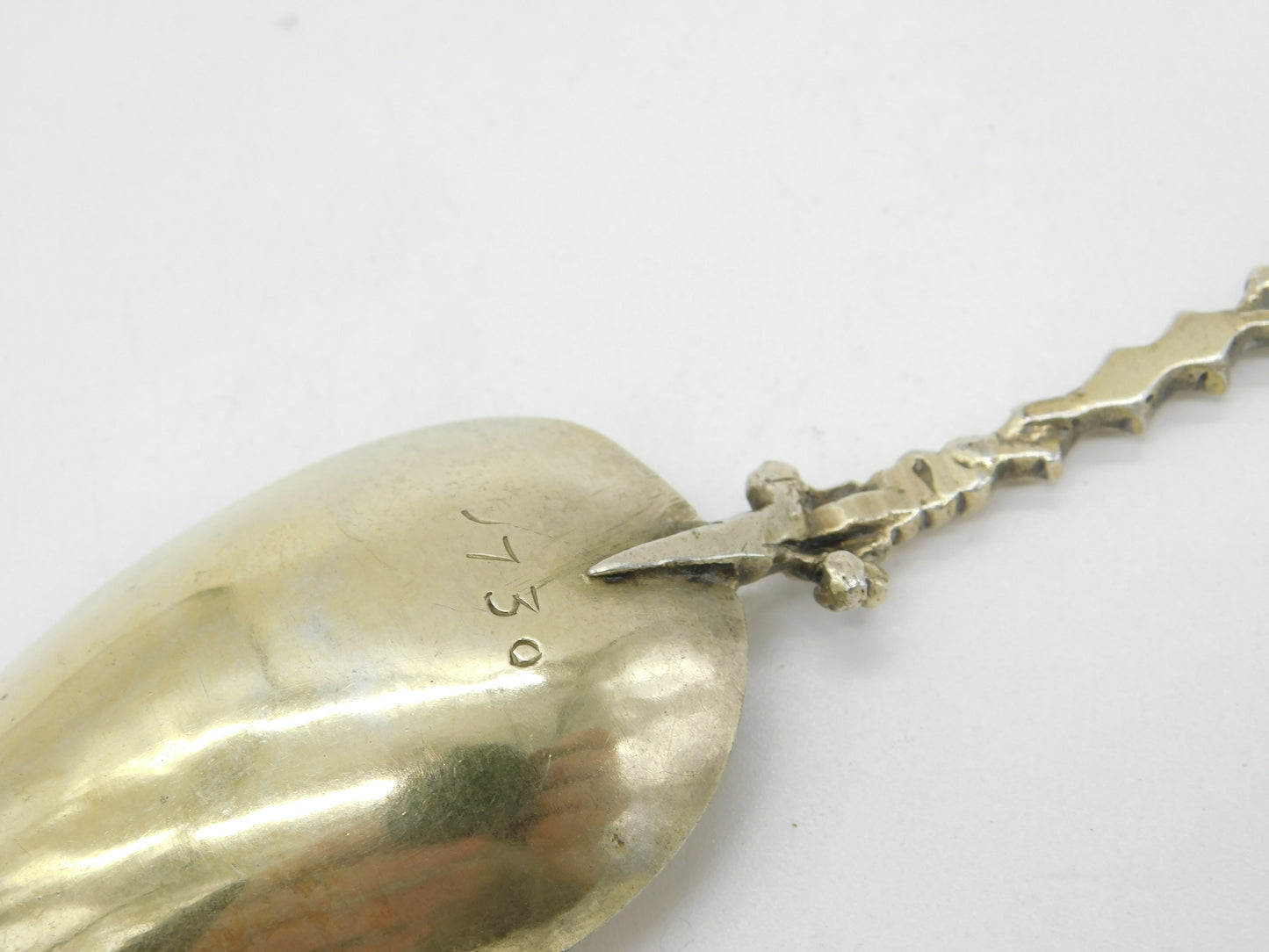 Dutch Sterling Silver Gilt '1730' Serving Spoon Antique Victorian