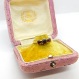 9ct Yellow Gold Three-Stone Bohemian Garnet Band Ring Vintage c1970