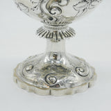 Victorian Sterling Silver Floral Embossed Chalice Goblet Antique 1874 London
