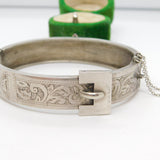 Victorian Sterling Silver Wave Pattern Bangle Bracelet Antique c1900
