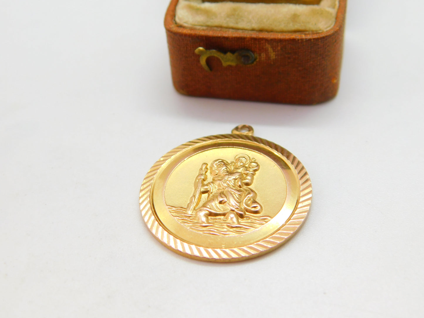 Georg Jensen 9ct Yellow Gold St Christopher Travel Pendant 1969 London Vintage