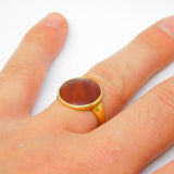 Victorian 18ct Yellow Gold Red Carnelian Agate Set Signet Ring Antique c1860