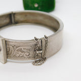 Victorian Sterling Silver Wave Pattern Bangle Bracelet Antique c1900