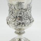 Victorian Sterling Silver Floral Embossed Chalice Goblet Antique 1874 London