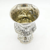 Victorian Sterling Silver Floral Embossed Chalice Goblet Antique 1874 London