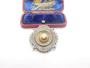 Victorian 9ct Rose Gold Sterling Silver Button Brooch Antique c1860