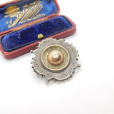 Victorian 9ct Rose Gold Sterling Silver Button Brooch Antique c1860