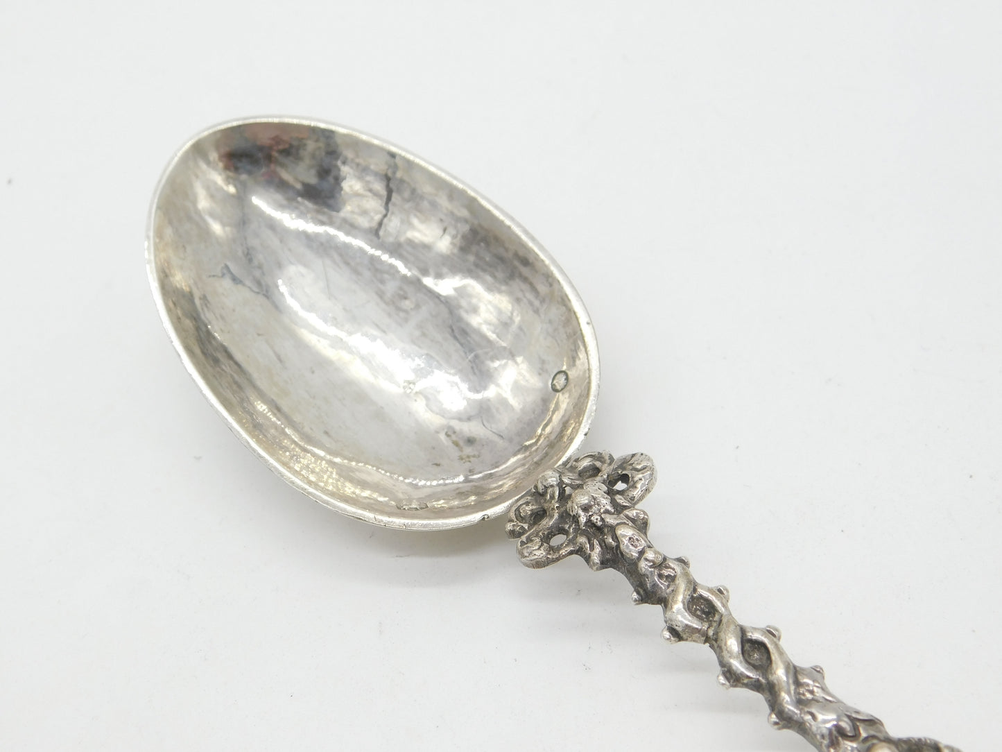 Dutch Sterling Silver Romantic Couple Terminal Serving Spoon Antique c1900