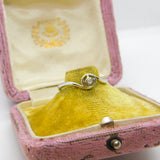 9ct White Gold & 0.05ct Diamond Crossover Band Ring Vintage c1990 London