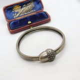 Victorian Sterling Silver Acorn Clasp Sweetheart Bangle Bracelet 1872 Kitemark