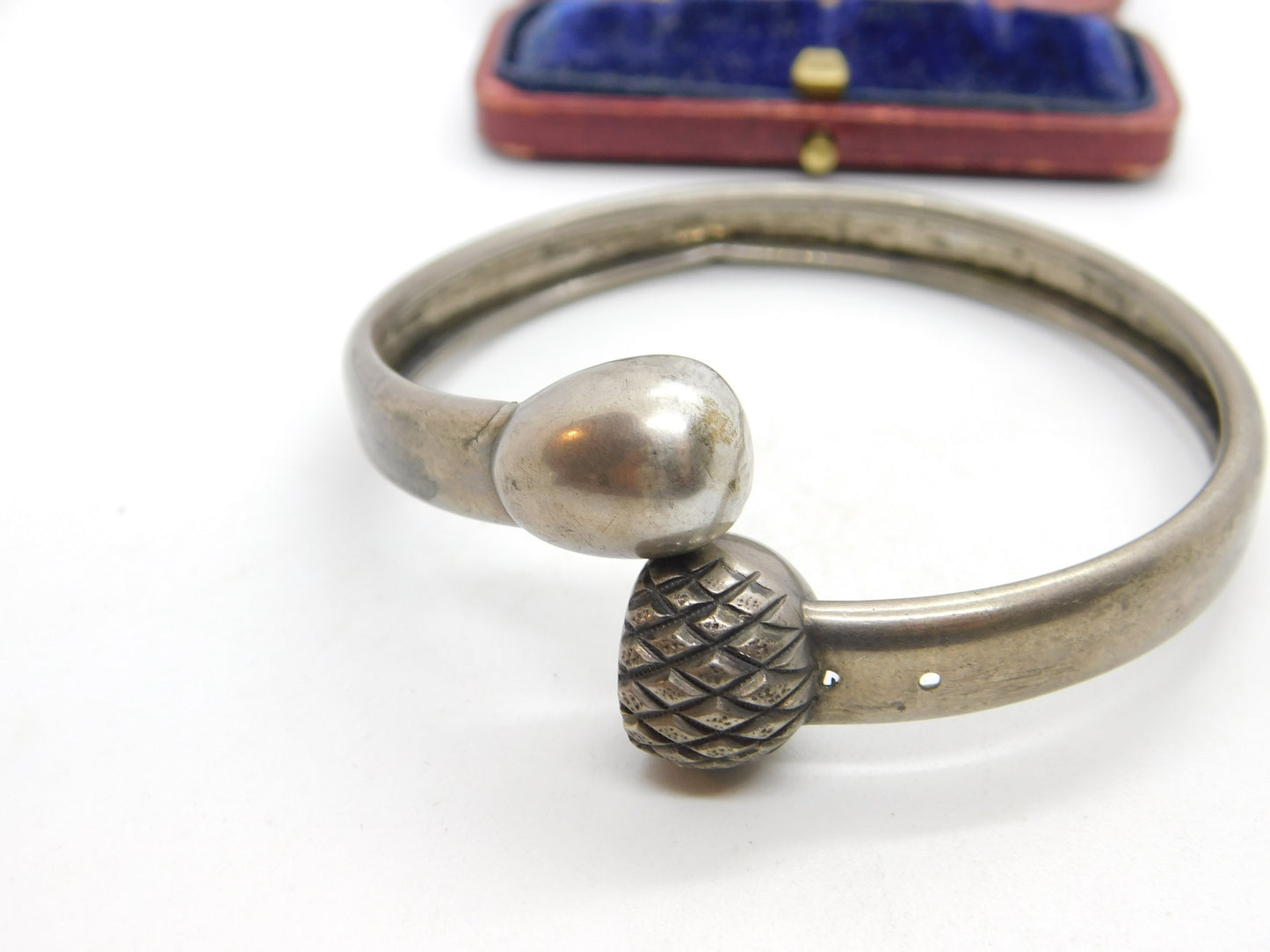 Victorian Sterling Silver Acorn Clasp Sweetheart Bangle Bracelet 1872 Kitemark