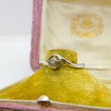 9ct White Gold & 0.05ct Diamond Crossover Band Ring Vintage c1990 London