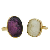 9ct Yellow Gold & Amethyst Set Clip-On Earrings Vintage c1990 Birmingham