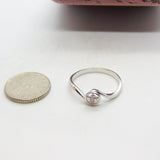 9ct White Gold & 0.05ct Diamond Crossover Band Ring Vintage c1990 London