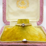 9ct Yellow Gold & 0.1ct Diamond Solitaire Band Ring Vintage c1990 Birmingham