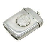 Victorian Sterling Silver Rupee Coin Vesta Case Antique 1896 Birmingham