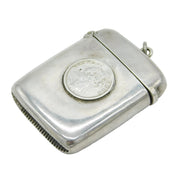 Victorian Sterling Silver Rupee Coin Vesta Case Antique 1896 Birmingham