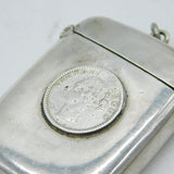 Victorian Sterling Silver Rupee Coin Vesta Case Antique 1896 Birmingham