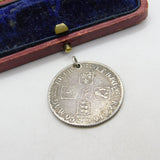 King William III Bristol Mint Silver Shilling Coin Fob Pendant Antique 1696