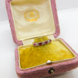 9ct Yellow Gold Ruby & Diamond Half Eternity Ring Vintage 1982 Birmingham