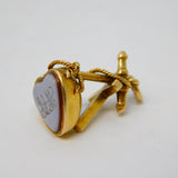 George III 18ct Gold Faith, Hope, Charity Form Sardonyx Intaglio Fob Antique c1820