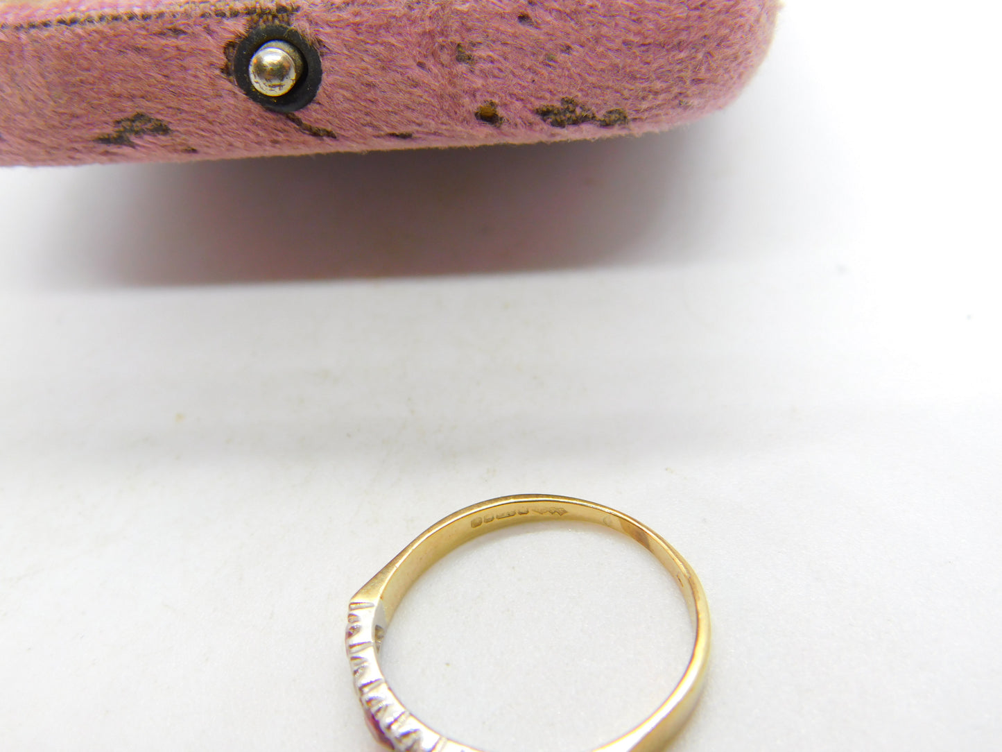 9ct Yellow Gold Ruby & Diamond Half Eternity Ring Vintage 1982 Birmingham