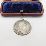 King William III Bristol Mint Silver Shilling Coin Fob Pendant Antique 1696