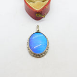 Sterling Silver & Morpho Butterfly Wing Drop Pendant Antique c1920 Art Deco