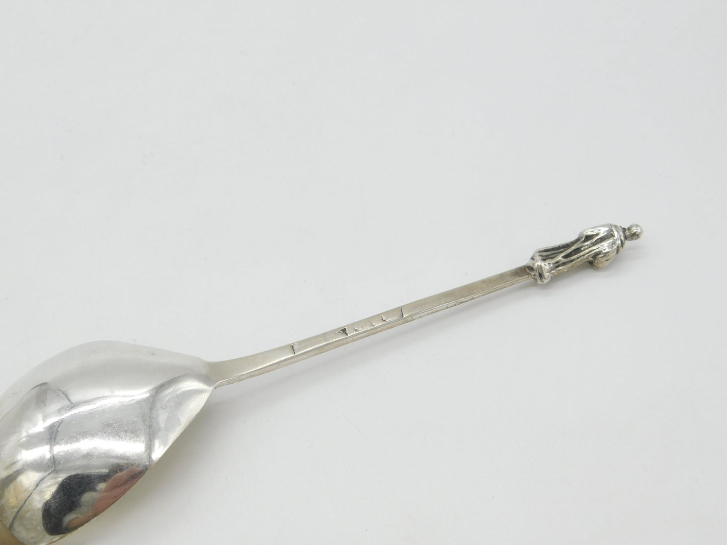 Early Georgian Sterling Silver Apostle Terminal Anointing Spoon c1760 London