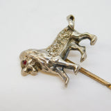 Victorian 9ct Gold & Silver, Old-Cut Diamond Set Lion Stick Pin Antique c1860