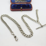 Edwardian Sterling Silver Graduating Albert Watch Chain 1904 London Antique