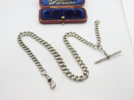 Edwardian Sterling Silver Graduating Albert Watch Chain 1904 London Antique