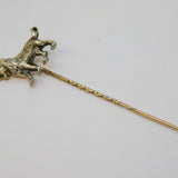 Victorian 9ct Gold & Silver, Old-Cut Diamond Set Lion Stick Pin Antique c1860