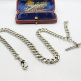 Edwardian Sterling Silver Graduating Albert Watch Chain 1904 London Antique