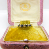 9ct Yellow Gold, Sapphire & Diamond Half Eternity Ring Vintage 1985 London