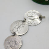 Victorian Sterling Silver Love Token Threepence Coin Bracelet Antique c1890